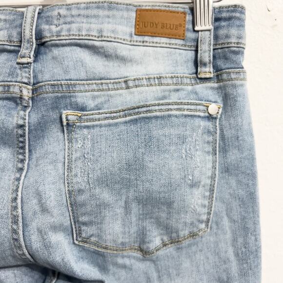 Judy Blue Denim Jeans 28 Skinny Distressed Light Wash Stretch Holes Faded - Picture 5 of 9